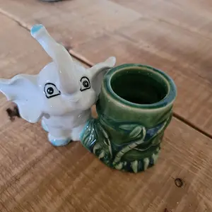 Vintage Elephant and bamboo mini planter