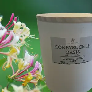 Kennett Glow Honeysuckle Oasis 14 oz Matte White Handmade Candle - 100% Natural Soy Wax Scented Aroma