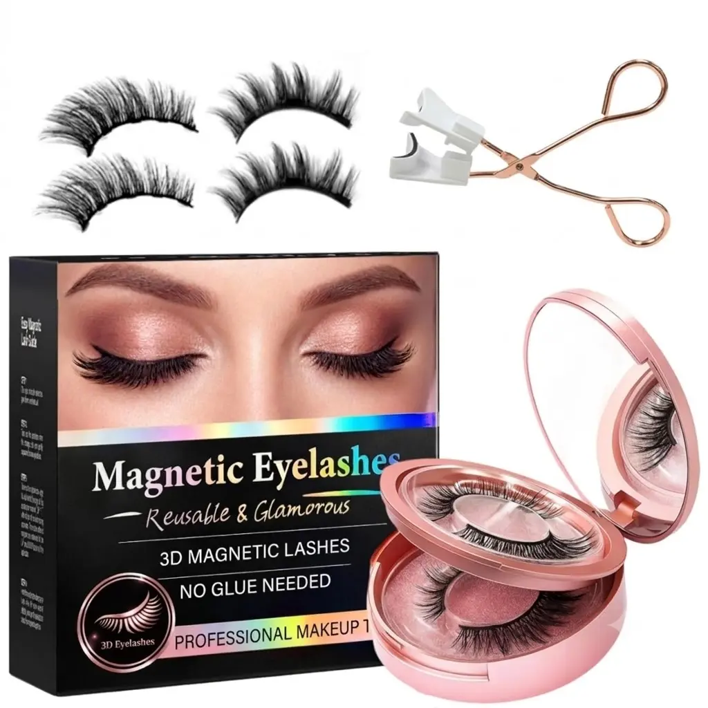 Magnetic Eyelashes, Natural Look Magnetic Eyelashes with Applicator, Lightweight Reusable No Glue Needed Lashes, Daily Wear Kit for All-Day Comfort