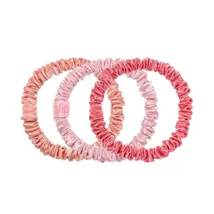 Skinny Scrunchies: Anti-Crease, Anti-Breakage silk(TM) Design Protects Delicate Hair | Includes 3 Pure Silk Scrunchies, Sherbet