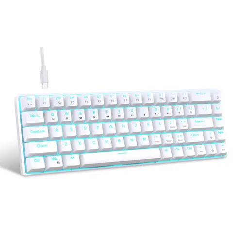 HXSJ Portable 60% Mechanical Backlit Keyboard, 1 Count Wired Gaming Keyboard with Luminous Backlight, Compact Design Keyboard for Gaming, Perfect Gift, Lighted Mechanical Keyboard, Light Up Keyboard, PC Gaming Accessory