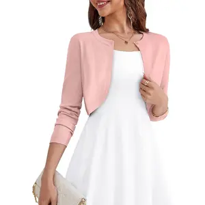 Women's Long Sleeve Cardigan Knit Sweaters Cropped Open Front Bolero Shrug for Dresses S-XLGift