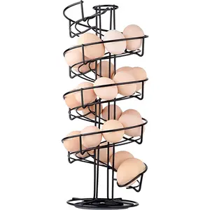 Spiral Design Metal Egg Skelter Dispenser Rack, Storage Display Rack, Black