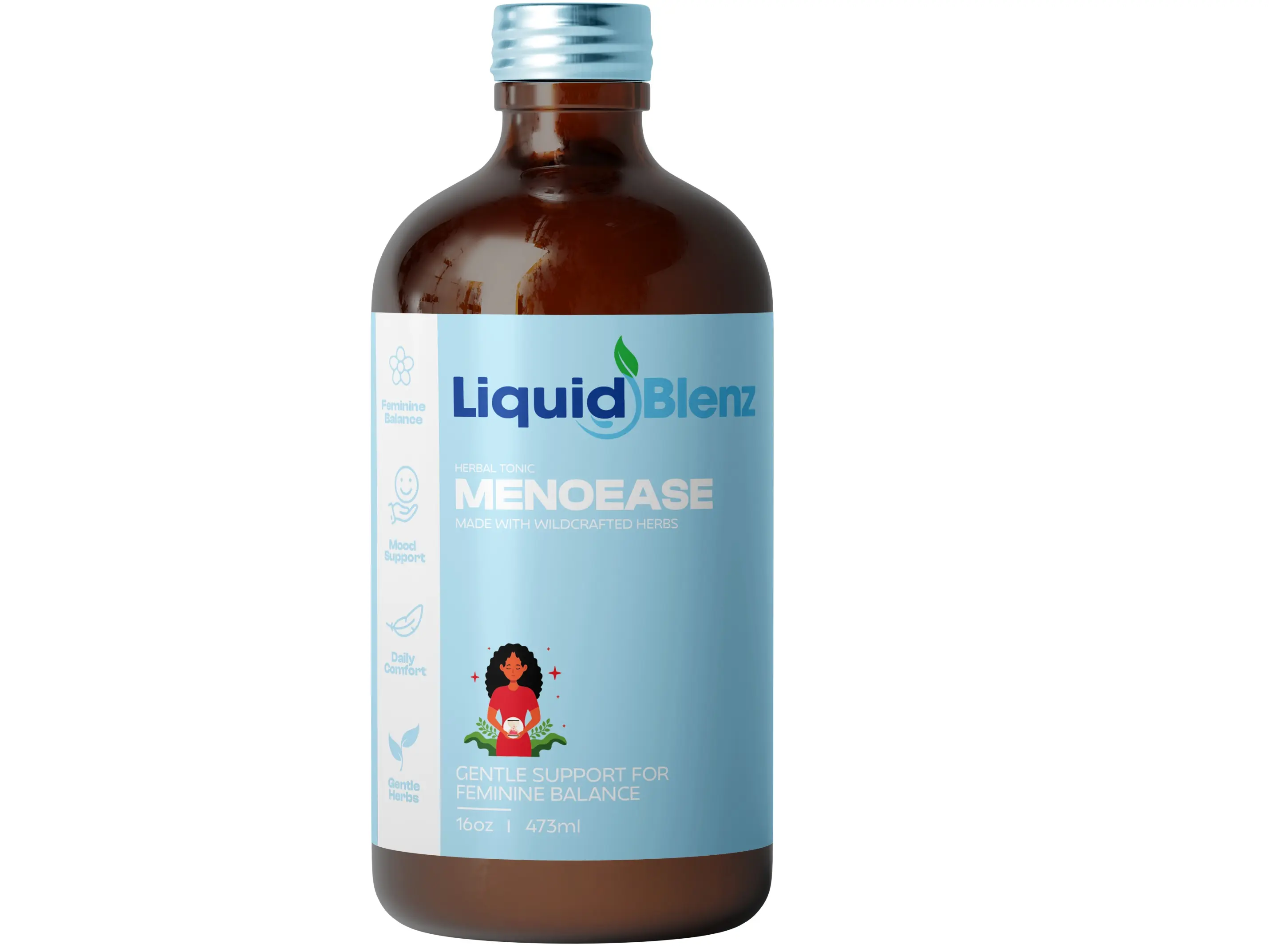 LiquidBlenz Menoease Women’s Herbal Tonic | Traditional Botanical Blend for Feminine Balance & Daily Wellness Routine,