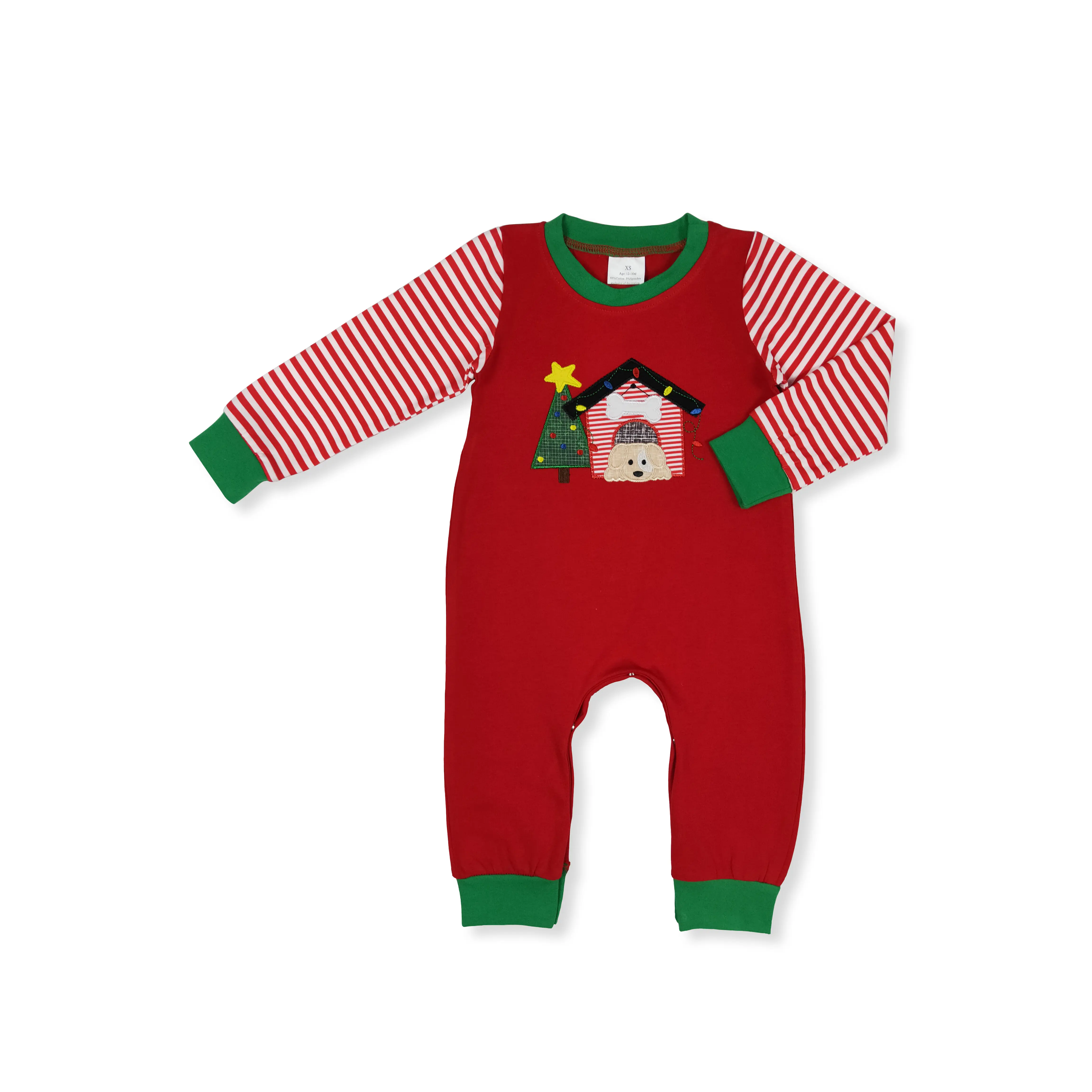 Baby Christmas Red House Tree Print Long-Sleeve Toddler Onesie, Baby Bodysuit, Toddler Onesies