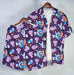 2026 Hawaiian Sets PKM [FREESHIP] Espurr Meowstic Hawaiian Shirt Tropical Button Up Shirt Summer Beach Short Cute Cosmic Pattern Matching Set Unisex Outfit Espurr Shirt Gifts – Anime PKM Aloha Latias Latios Hawaiian Shirt