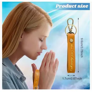 Christian Key Chain Leather Religious Keychain Inspirational Bible Key Chain Bulk Verse Quote Keychains Gifts 9.6cm x 1.7cm Durable Material Faith Encouraging Reflection Connection Beliefs
