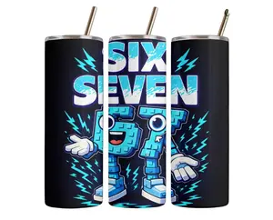 Meme Six Seven 67 20 oz Tumbler Double Wall Vacuum Insulated BPA Free with Clear Straw Individually Boxed Drinkware Bottle
