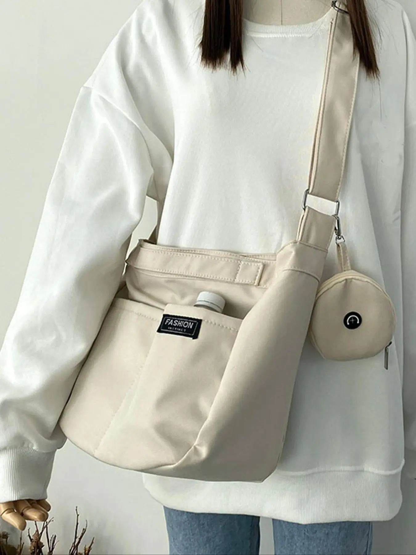 Women's Solid Color Large Capacity Crossbody Bag, Fashionable Casual Versatile Shoulder Bag for Daily Used, Trendy All-match Commuter Bag, Zipper Shoulder Bag, Cross Body Bags