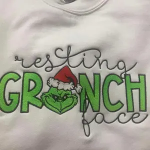 Embroidery  RestInGriNch Face sweatshirt