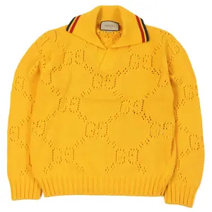Pre-owned GUCCI Cotton Small Leather Goods Perforated GG Webline Sweater