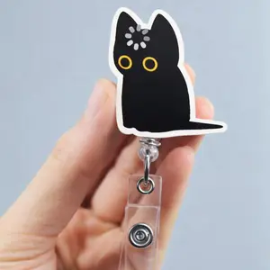 Black Cat Void Loading Badge Reel, Loading Cat Badge, Funny Nurse Badge Holder, Cat Meme Badge, Work Id Holder, Goth Cat Badge