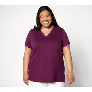 QVC Kathy V-Neck Crochet Trim Tunic (from the BEAUTIFUL by Lawrence Zarian Collection)