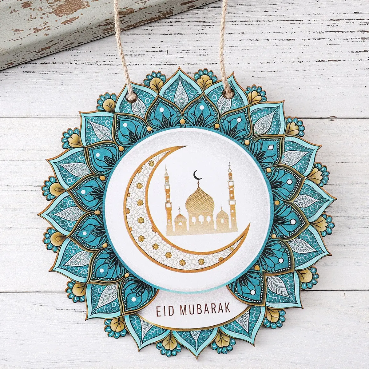 Eid Mubarak Front Door Hanging Sign, Islamic Festival Home Decor, Ramadan Mubarak Welcome Door Plaque, Muslim Gift for Home and Party Decoration