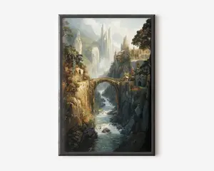 Oil paintings of the Elf River landscape, Power Ring art prints, Fellowship River posters