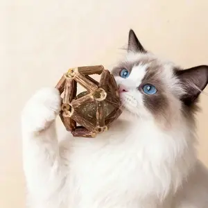 3Pcs Catnip Toys- Natural Silvervine Stick Catnip Ball&Bell Ball-Cat Toys for Indoor Cats- Cleaning Teeth Molar Tools Cat Chew Toy-Kitten Toys All Breeds