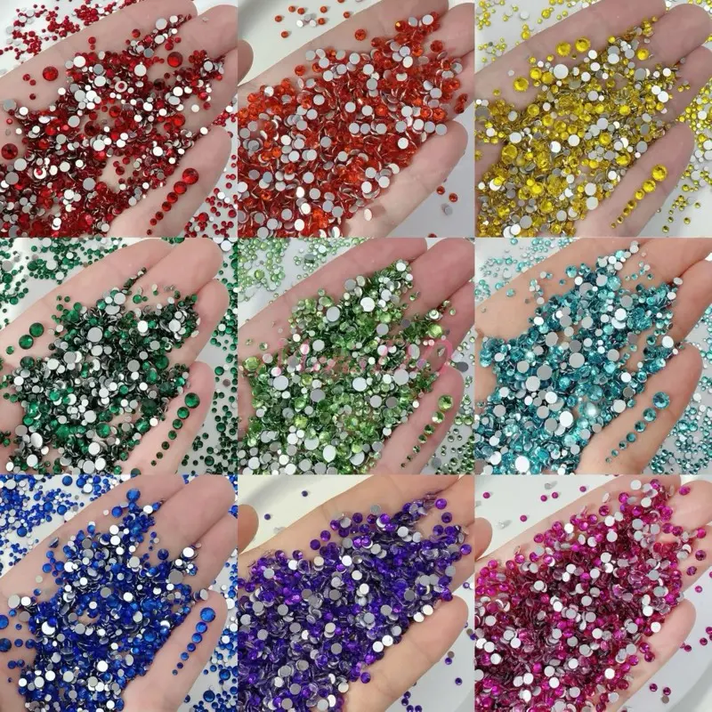Round Flat Back Glass Rhinestone Nail Art Charms Phone Case Accessories Jewelry Making Sparkling DIY Decoration