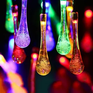 MIMIRGB Solar Water Drop String Lights Outdoor Decor with Solar Panel for Garden Lighting Elegant Tear Drop Design No Warranty Eco-Friendly String Lights
