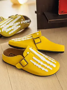 Men's Trendy Bone Print Slip-On Flat Sandals, Comfortable Eye-Catching Mules for Casual Outfits