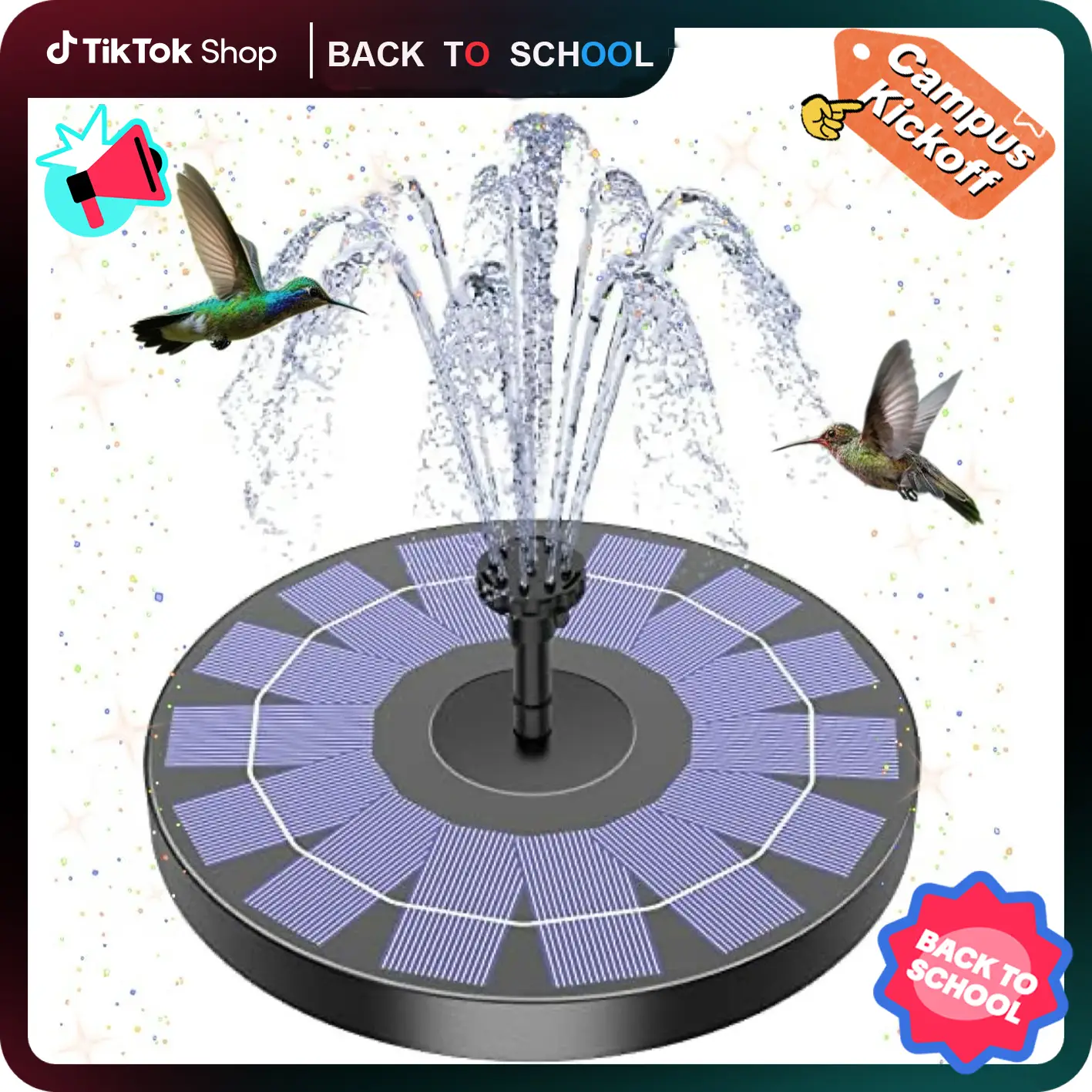 AISITIN 2.5W Solar Bird Bath Fountain Pump with 6 Nozzles 6.7" Solar Powered Water Fountain for Bird Baths Eco-Friendly & Multi-Purpose Garden Accesso