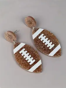 Fashion Acrylic Pendant Earrings, Stylish Football Design Dangle Earrings, Perfect Birthday Gift Jewelry, Unique Personalized Ear Accessories