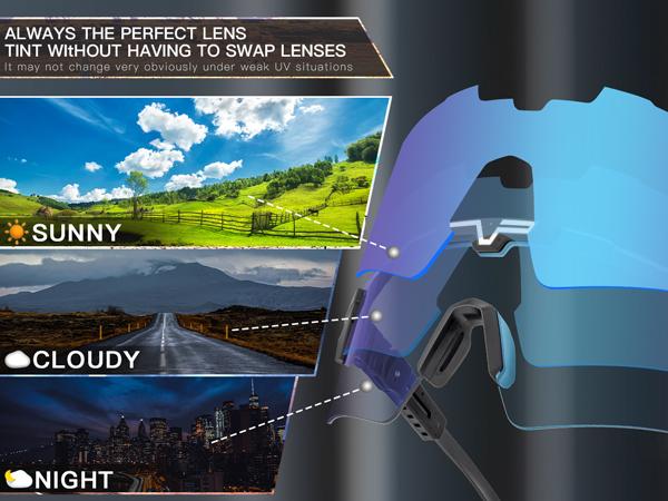 KAPVOE Photochromic Cycling Glasses Sports Sunglasses Mountain Bike Gasses Clear MTB Glasses Men Women Bicycle Riding Glasses