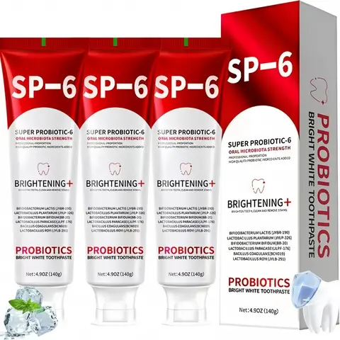 2026 Upgrade SP-6 Probiotic Minty Breath Care Toothpaste - Alcohol-Free Oral Cleansing Gentle Effective Gum Repair, Non-Peroxide Stain Remover, Daily Whitening, Enamel Strengthener, Teeth Whitening Products for Fresh Breath & Pearly Whites