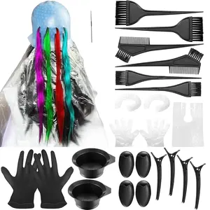 24 Pcs Reusable Silicone Highlight Caps with Hooks & Salon Hairdressing Dyeing Staining Tools Set for Color Hair for Women Men