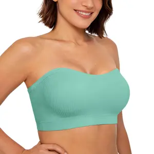 Vertvie Convertible Strapless Bra Stay Put Bandeau Non-Slip Silicone Padded Tube Top Bra Wireless Seamless Comfort Day