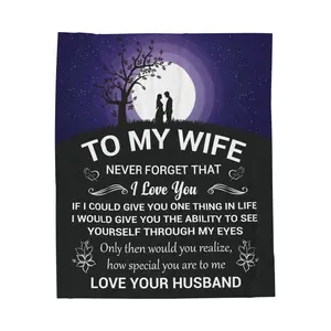 To My Wife Flannel Blanket from Husband for Wife Soft Cozy Fuzzy Plush Comfy Lightweight Fleece Couples Throw Blankets Romantic Women Valentine's Day Birthday Lover Gifts Ideas for Her Women Bed Sofa Bedroom Dorm Couch Office Car Travel Home Decor