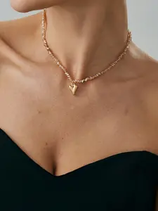 Bohemian Ccb Irregular Crystal Heart Fashion Necklace, Elegant Daily Party Jewelry Gift for Women, Versatile Ladies' Accessory, Heart Shaped Necklace