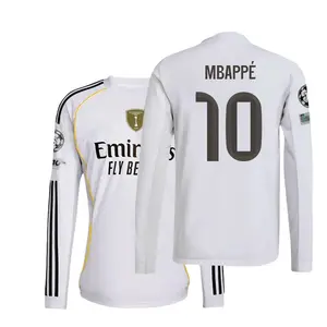 10# Mbappe 25 26 Home White Long Sleeve Soccer Jersey Football Jersey