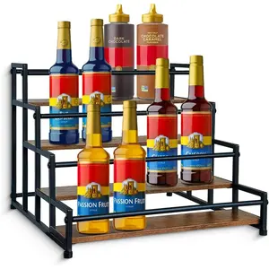 4-tier coffee syrup organizer, syrup rack stand holder for 20 bottles, for coffee bar