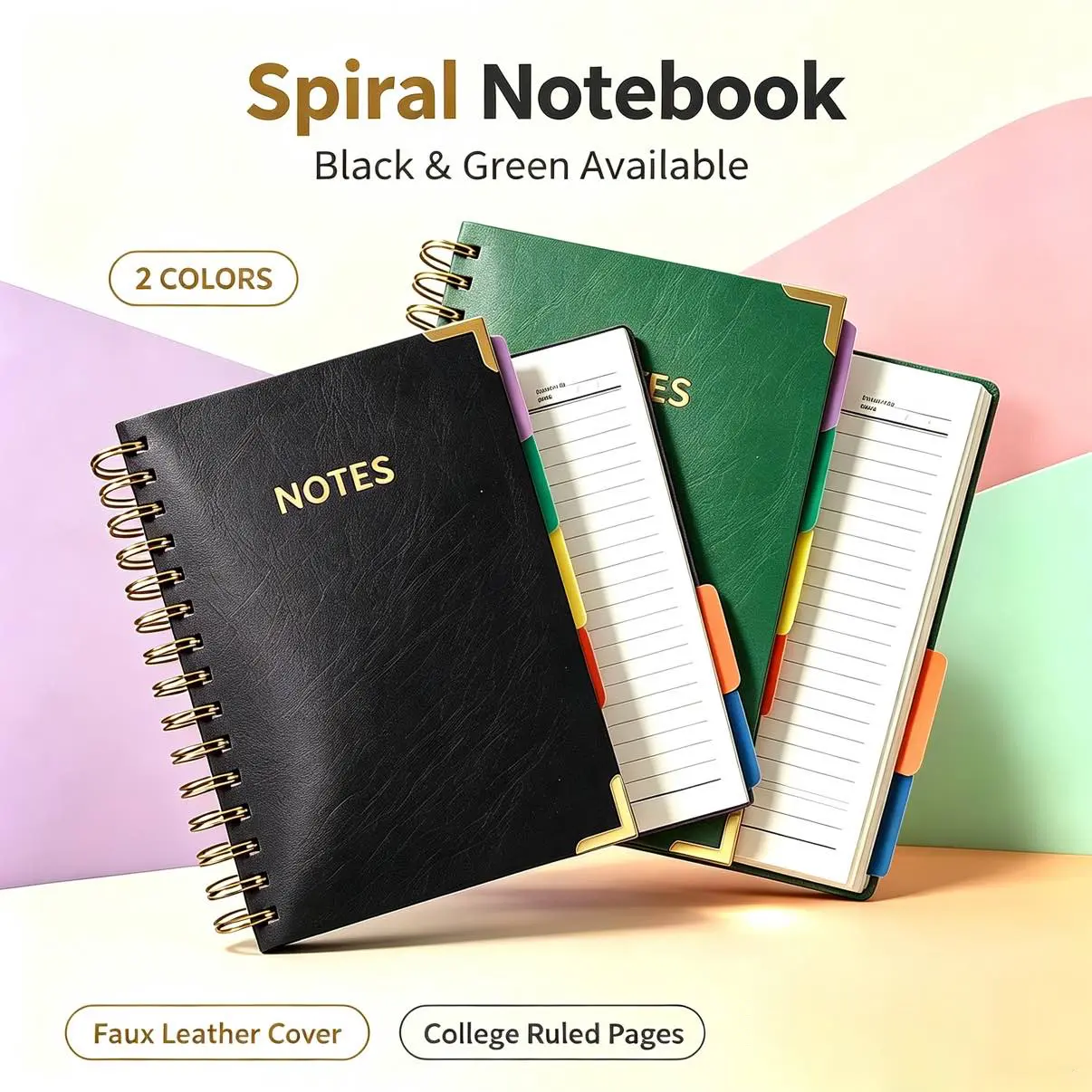 A5 Retro Faux Leather Magnetic Closure Spiral Notebook - 300 Page Capacity 5-Subject Binder Journal with Dividers & Tabs, Horizontal Ruled Paper Suitable for Office Meetings,, Business Notes, Compact Cover for -the- Use