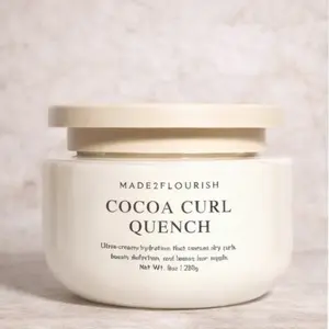 Made2flourish Cocoa Curl Quench Hair Cream with Avocado & Blueberry Oil for Moisture Definition and Shine 8oz 250ml