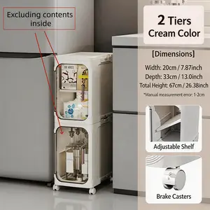 Bathroom Narrow Gap Storage Cabinet Drawer Type Slim Cart, Toilet Narrow Locker Plastic Bathroom Side Shelf. Waterproof & Moistureproof, Slim Space-Saving. With Smooth Wheels & Drawers. Ideal for Toilet, Washroom & Small Bathroom.