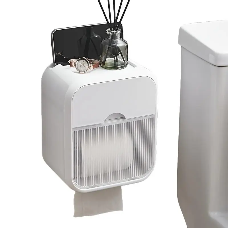 2-Pack Wall-Mounted Tissue Dispenser, Waterproof Toilet Paper Holder, Bathroom Tissue Rack, Ideal for Bathroom and Toilet Use