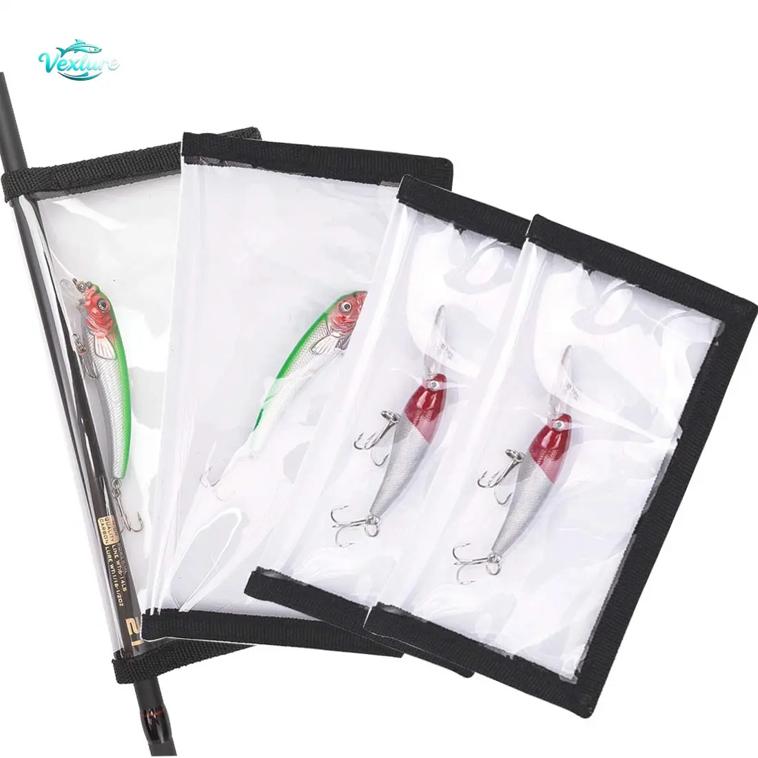 4 Pack Clear Fishing Bait Cover Durable Lure Wraps for Shape Fishing Hooks Reusable Fishing Bait Storage Protector for Saltwater Freshwater Fishing Gear