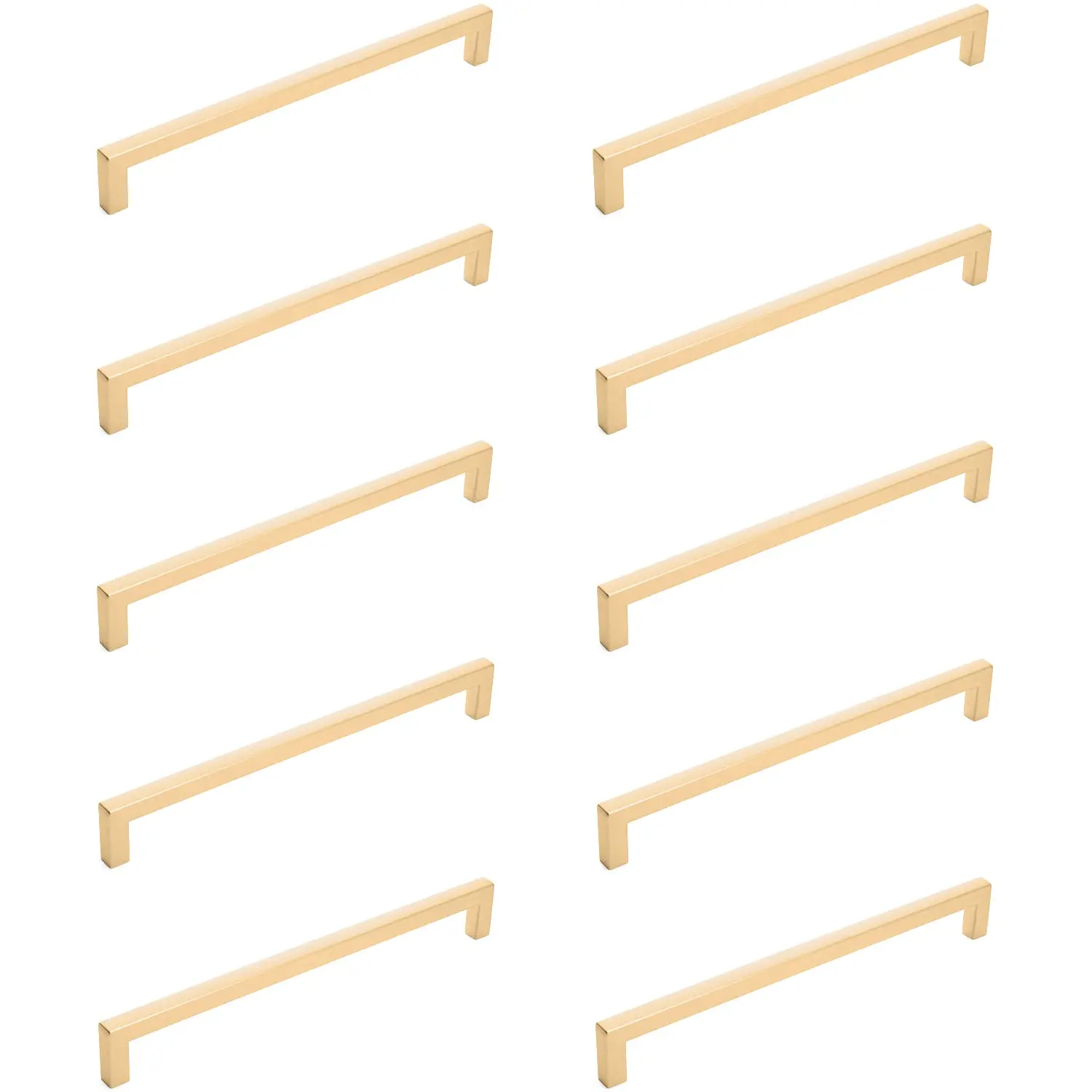 Diversa Brushed Gold 7-1/2" (192mm) Square Edge Solid Cabinet Bar Pull - 10 PACK