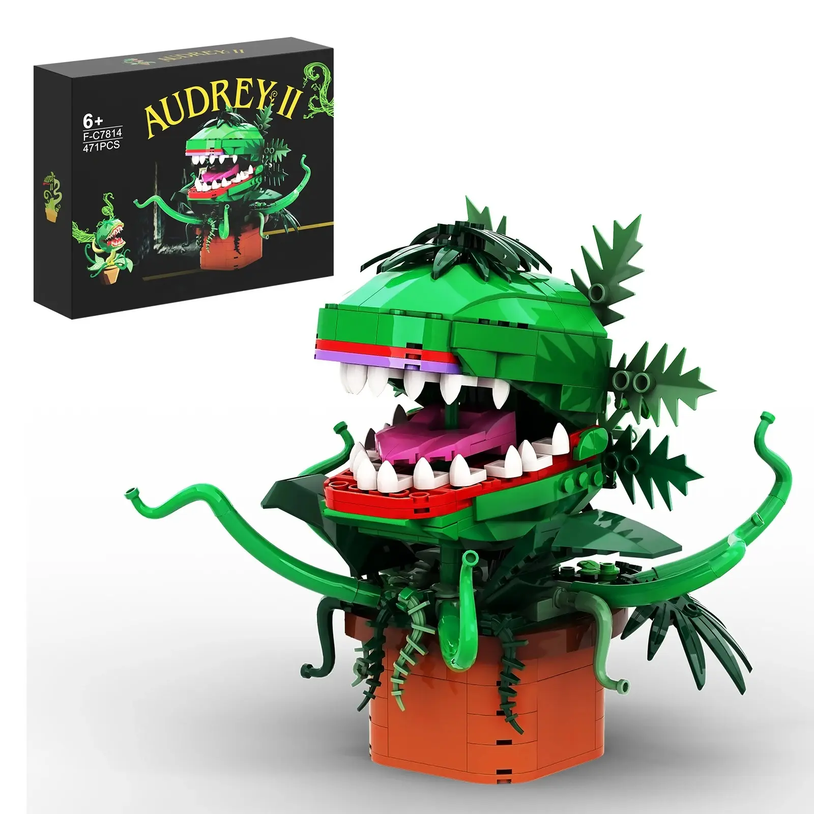 Audrey II 2 Piranha Plant Building Blocks Set Horrors Flower Shop Decoration Valentine Toys Gifts for Tv Film Fans Families Friends