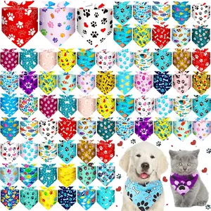 40 Pcs Dog Bandana Bulk Cute Bandana for Dog Adjustable Washable Pet Triangle Scarf Holiday Kerchief Bibs for Small and Medium Pet Costume Accessories Decorations