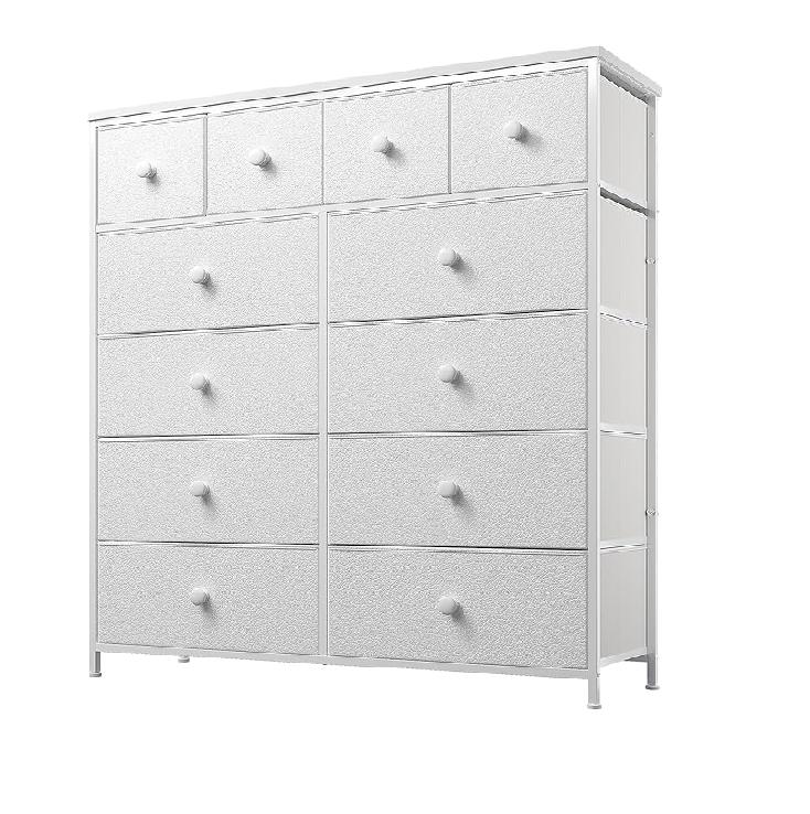 Raybee Furniture Elegant Fabric Dresser with 12 Drawers, Sturdy Metal Frame and Wooden Top for Bedroom Closet Living Room Entryway Hallway present  cabinets