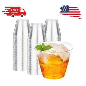 200 Pack 9 oz Clear Plastic Cups for Party, Disposable Clear Cup