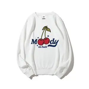 Women's Moody Cherry Graphic Sweatshirt Funny Sassy Quote Crewneck Pullover Y2K Aesthetic Coquette Streetwear Introvert Relatable Humor Top