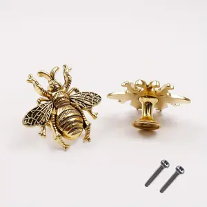 2-piece bee-shaped cabinet handle set, natural-themed single-hole pull handle, suitable for furniture doors and dresser knobs