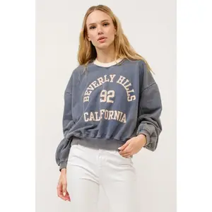 And The Why BEVERLY HILLS 92 CALIFORNIA Contrast Crop Sweatshirt