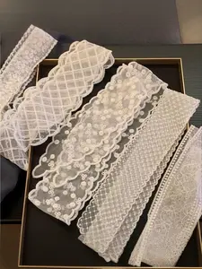 5pcs Long Narrow Thin Lace Hair Scarf, French White Lace Headband Scarf, Neck Kerchief, Waist Sash Handbag Accessory