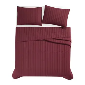 Brooklyn Loom 3pc Full/Queen Percale Quilt Set Burgundy