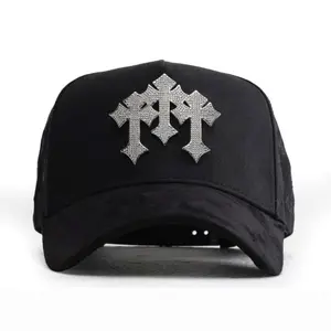 Barbas Hats Chrome Rose Gold – Premium Black Adjustable Snapback with 3D Chrome Metal Crosses, Trendy Streetwear Baseball Cap, Gift For Him, Gift For Her.