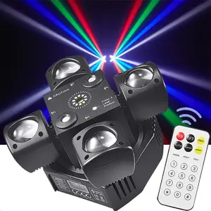 Mini Moving Head Stage Effect Light 4 Arm DMX Sound Control LED RGBW Beam Red Green Laser Strobe 3 in 1 For Disco DJ Party Bars